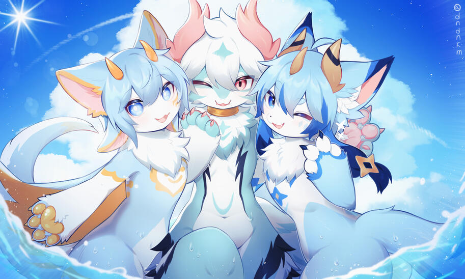 依頼!兄弟!左は絵師さんでキャラはAsha、右はHAKU